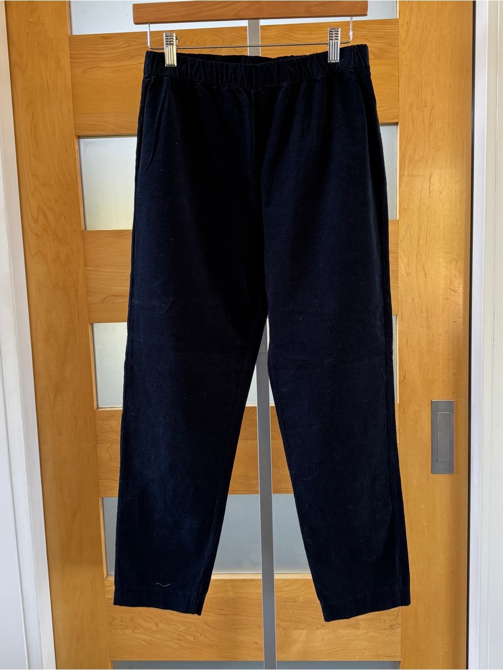 Black Corduroy Elastic-Waist Pants